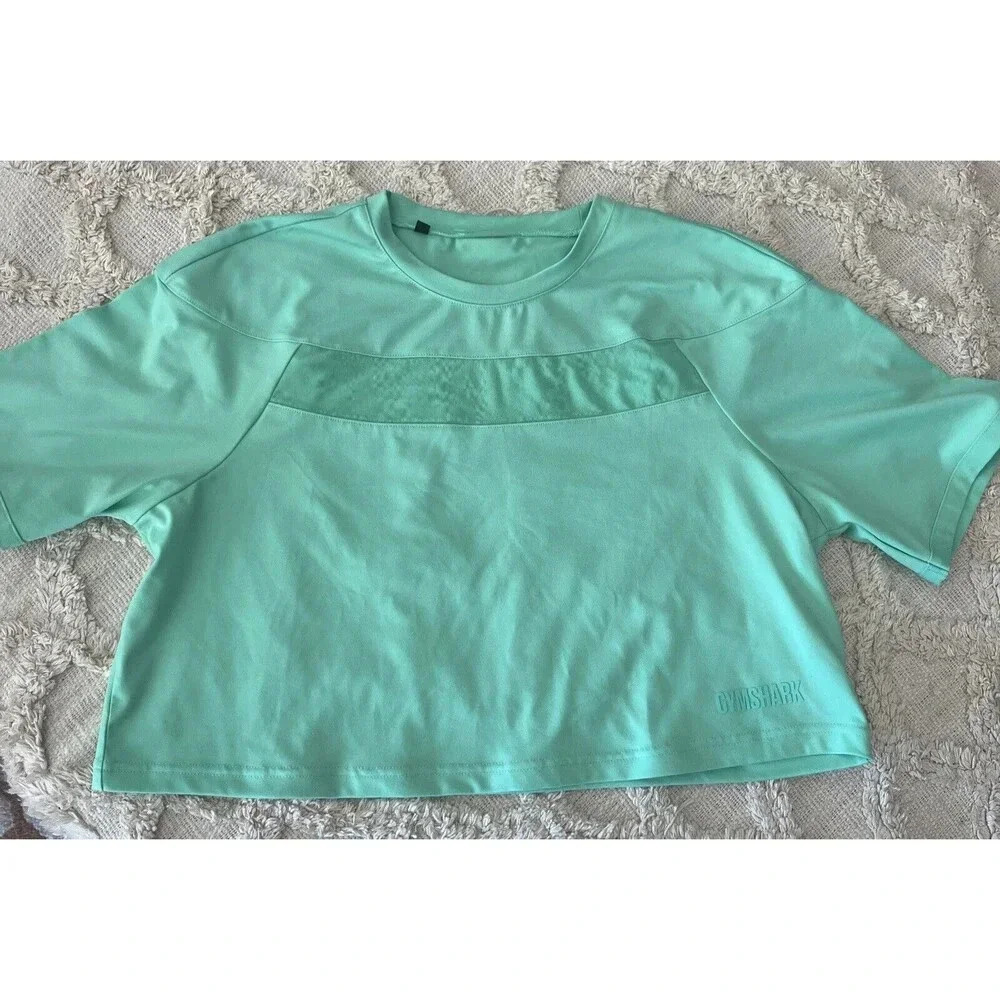 Women's Gymshark Workout Activewear Crop Top Neon Green  Size Medium With Mesh